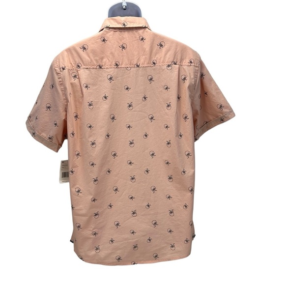 Weatherproof Vintage Short Sleeve Button Down Cocktail Print Top - Pink - Medium - Picture 2 of 11